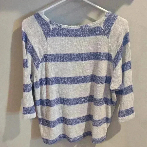 C&C California womens lightweight blue/gray stripe sweater large - Picture 4 of 4